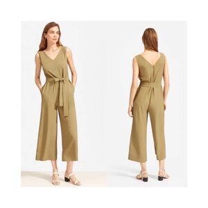 EVERLANE The Japanese GoWeave Essential Jumpsuit Green sz 6 Short Sleeve‎